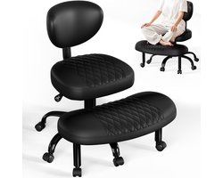 Hiaonyx bureaustoel - ergonomische bureaustoel - bureaustoelen voor volwassenen – 360° draaibare voetensteun – uitschuifbaar design – ademende rugleuning – 200 kg – Zwart