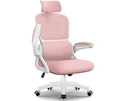 Hiaonyx Bureaustoel-Ergonomische bureaustoel-bureaustoelen voor volwassenen-Dubbel gelaagd zitkussen-360 graden draaibaar-Metalen onderstel