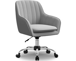 Hiaonyx Bureaustoel-Ergonomische bureaustoel-bureaustoelen voor volwassenen-Dubbel gelaagd zitkussen-360 graden draaibaar-Metalen onderstel-Grijs