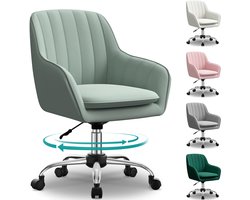 Hiaonyx Bureaustoel-Ergonomische bureaustoel-bureaustoelen voor volwassenen-Dubbel gelaagd zitkussen-360 graden draaibaar-Metalen onderstel-Lichtgroen