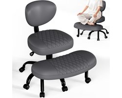 Hiaonyx bureaustoel - ergonomische bureaustoel - bureaustoelen voor volwassenen - Ergonomische kniestoel - 360° draaibare voetensteun - uitschuifbaar design - ademende rugleuning - 200 kg - Grijs