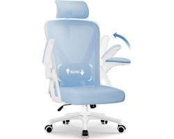 Hiaonyx bureaustoel-ergonomische bureaustoel-bureaustoelen voor volwassenenOpklapbare armleuningen-2D lendensteun-Maximale kanteling 135°-Blauw