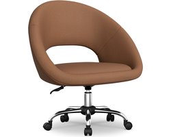 Hiaonyx Bureaustoel-Ergonomische bureaustoel-Eetkamerstoel-Draaistoel-360 graden draaibaar-Metalen onderstel-Bruin