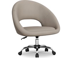 Hiaonyx Bureaustoel-Ergonomische bureaustoel-Eetkamerstoel-Draaistoel-360 graden draaibaar-Metalen onderstel-Grijs