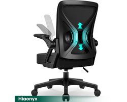 Hiaonyx Ergonomische Bureaustoel - Hout, Katoen, Mesh, Metaal - Zwart.