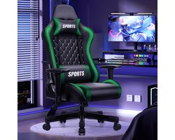 Hiaonyx gamestoel - gaming stoel met 170° verstelbare rugleuning - In hoogte verstelbare armleuningen Game Stoel - Maximale Belastbaarheid 150kg - Groente