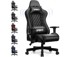 Hiaonyx gamestoel - gaming stoel met 170° verstelbare rugleuning - In hoogte verstelbare armleuningen Game Stoel - Maximale Belastbaarheid 150kg - Zwart