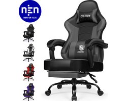 Hiaonyx Gaming Stoel - 170° Verstelbare Rugleuning - Gaming Stoel met inklapbare Voetsteun - racerstijl - Geïntegreerde Armleuningen - Maximale Belastbaarheid 150kg - Grijs