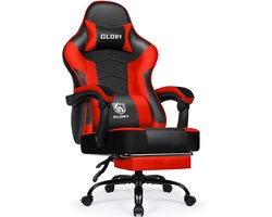 Hiaonyx Gaming Stoel - 170° Verstelbare Rugleuning - Gaming Stoel met inklapbare Voetsteun - racerstijl - Geïntegreerde Armleuningen - Maximale Belastbaarheid 150kg - Rood