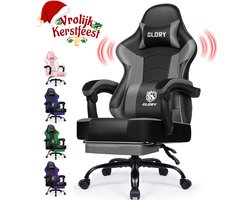 Hiaonyx Gaming Stoel - 170° Verstelbare Rugleuning - Inklapbare Voetsteun - racerstijl - Geïntegreerde Armleuningen - Maximale Belastbaarheid 150kg - Grijs