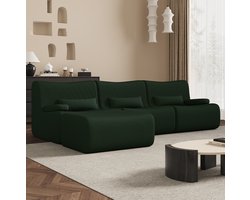 Hiaonyx Hoekbank - Modulaire Hoekbank - Lounge Links & Rechts - 3-zits & U-bank Optie - Beige Ribstof - Direct Leverbaar - Donkergroen