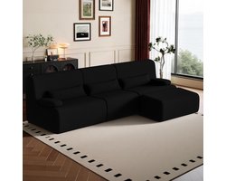 Hiaonyx Hoekbank - Modulaire Hoekbank | Lounge Links & Rechts | 3-zits & U-bank Optie | Beige Ribstof - Direct Leverbaar - Zwart