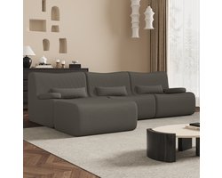 Hiaonyx Hoekbank - Modulaire Hoekbank - Lounge Links & Rechts - 4 zits - U-bank Optie - Beige Ribstof - Direct Leverbaar