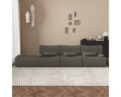 Hiaonyx Hoekbank - Modulaire Hoekbank - Lounge Links & Rechts - 4 zits - U-bank Optie - Beige Ribstof - Direct Leverbaar - Donkergrijs