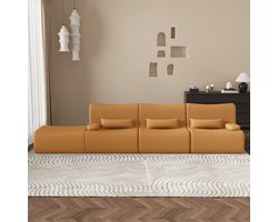 Hiaonyx Hoekbank - Modulaire Hoekbank - Lounge Links & Rechts - 4 zits - U-bank Optie - Beige Ribstof - Direct Leverbaar - Oranjegeel