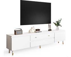 Hiaonyx TV Meubel Industrieel – 175cm – Geschikt voor TV tot 75 inch – Met Opbergruimte en Lades - Wit