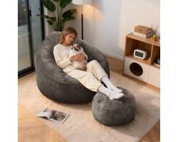 Hiaonyx Zitzak sofa comfortabel zitmeubel voor woonkamer en slaapkamer - met voetenbank - Grijs