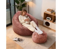Hiaonyx Zitzak sofa comfortabel zitmeubel voor woonkamer en slaapkamer - met voetenbank - Roze