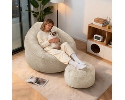 Hiaonyx Zitzak sofa comfortabel zitmeubel voor woonkamer en slaapkamer - met voetenbank - Wit