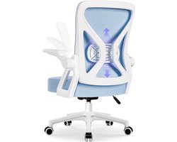 Hiazurm Bureaustoel-Ergonomische bureaustoel-bureaustoelen voor volwassenen-Opklapbare armleuningen-Lendensteun-Verdikt en verbreed zitkussen-Blauw