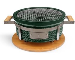 Hibachi Tafel Grill – Ronde Shichirin Tafel BBQ – Japanse Yakitori Grill – Keramisch – Geschikt voor Houtskool – Voor 1 tot 8 personen – ø 30 cm - Donkergroen