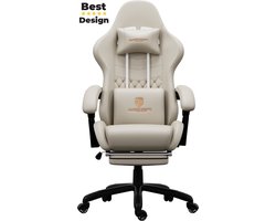 HICON Gamestoel Vittoria - Gamestoel met voetsteun - Gaming stoel - Bureaustoel - Verstelbaar - Gamestoelen - Racing - Gaming Chair - Wit