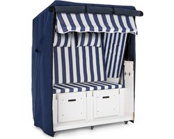 Hiddensee strandstoel set blauw 2-zits 118 cm beschermende kap bodemrollen