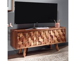 HiFi Lowboard Massief Sheesham-Hout TV-Dressoir 92x44x35 cm met Vouwdeur | TV-Meubel Hoog | TV-Tafel TV-Bord Woonkamer Modern
