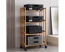 Hifi Meubel - Audiomeubel - Thuisentertainment Organiseren - Verstelbare Planken - Tot 123cm Hoog - Mahonie