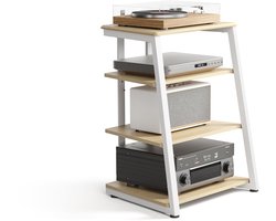 HIFI Meubel met 4 Planken in Hout en Staal