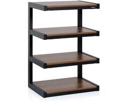 Hifi Meubel Zwart en Walnoot - TV-meubel met 4 Open Planken voor Audioapparatuur