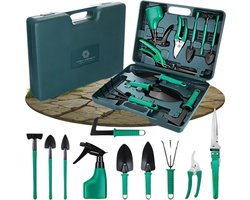 High Aspect® Premium 10-Delige Tuingereedschap Set Incl. Opbergkoffer - Tuingereedschap - Snoeischaar- Tuinset - Snoeischaar - Tuinieren - Tuin gereedschap - Bloemenschaar - Voegenborstel - Plantenspuit - Hark - Tuin - tuingereedschap