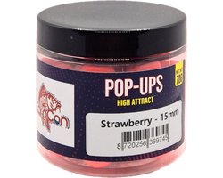 High Attract Fluo Pop-Ups 'Strawberry' - Fluo Rood - 15mm - 70g - Karper Aas/Boilies - Popups