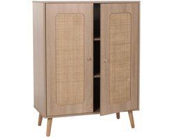 Highboard MCW-M38, ladekast dressoir, opbergvakken, Kubu rotan hout 106x80x41cm ~ eiken-look