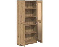 Highboard Opbergkast 185 cm – Artisan Eiken Dressoir & Hoge Kast met 3 Planken – Vochtbestendige Samengesteld Hout Kast – ABTkantoor Design Vitrinekast voor Woonkamer, Hal & Keuken