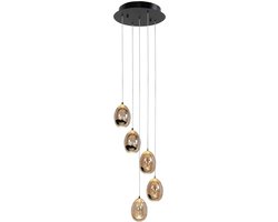 HighLight hanglamp Golden Egg 5L rond - zwart / goud