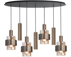 Highlight Hanglamp Marrone Brons/Amber Ovaal 7-lichts