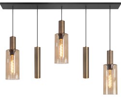 Highlight - Hanglamp Perugia 3+2 lichts L 120 cm zwart amber