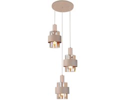 Highlight Moderne Hanglamp E27 Marrone 3 Lichtpunten Rond Beige/Bruin/Zand Metaal Eetkamer Gang/Hal Dimbaar Diameter 40cm