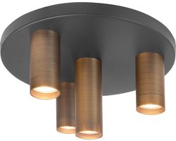 Highlight - Plafondlamp Perugia 4 lichts Ø 35 cm brons zwart