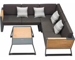 Higold New-York loungeset 4-delig hoekopstelling zwart aluminium teak