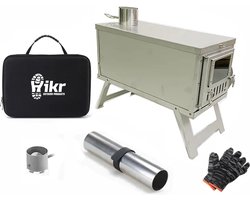 Hikr® Tentkachel - Outdoor tent verwarming - RVS SUS304 lichtgewicht - Kampeer kachel hout - Mini houtkachel vrijstaand - Draagbare kachel met pijp