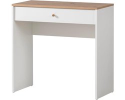 Hilda Kaptafel van houtmateriaal in wit mat/kunsteiken decor - 80 x 40 x 78,5 cm make up tafel