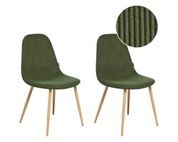 HILDEN - Eetkamerstoel set van 2 - Groen - Corduroy