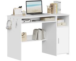 HILINSIE bureau 108 x 50 cm, wit, met 1 deur – minimalistisch, stevig. Voor kantoor, studeerkamer of slaapkamer. 108 x 50 cm, wit