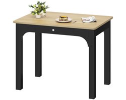 HILINSIE Eettafel In Houtlook, Keukentafel Met Lades,50 x 80 x 75 cm,Zwart, Vierkant, Massief Houten Poten, Plaats Voor 4 Personen, Modern, Geschikt Voor Eetkamers, Keukens En Kleine Ruimtes