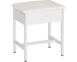 HILINSIE Kaptafel, Voetenbankje In De Woonkamer, Bankje In De Slaapkamer, Gewatteerde Kaptafel, Geschikt Voor Kleedkamer, Slaapkamer, Hal, 30 x 40 x 46 cm, Wit