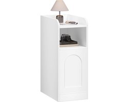 HILINSIE Nachtkastje, smalle bijzettafel met 1 kastdeur, nachtkastje met open vak, omkeerbare deur, ruimtebesparend, geschikt voor slaapkamer, woonkamer, Wit