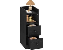 HILINSIE Nachtkastje Smalle Bijzettafel met 2 Laden, Nachtkastje met Open Vak, Verstelbare Lade Positie voor Slaapkamer, Woonkamer, 30 x 24 x 65 cm, Zwart