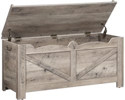 HILINSIE Schoenenbank, 100 cm zitbank met opbergruimte, licht ivoor, Opbergkast, 2 stabiele scharnieren, 40 x 100 x 48 cm, voor hal, woonkamer, X-frame met overkapping